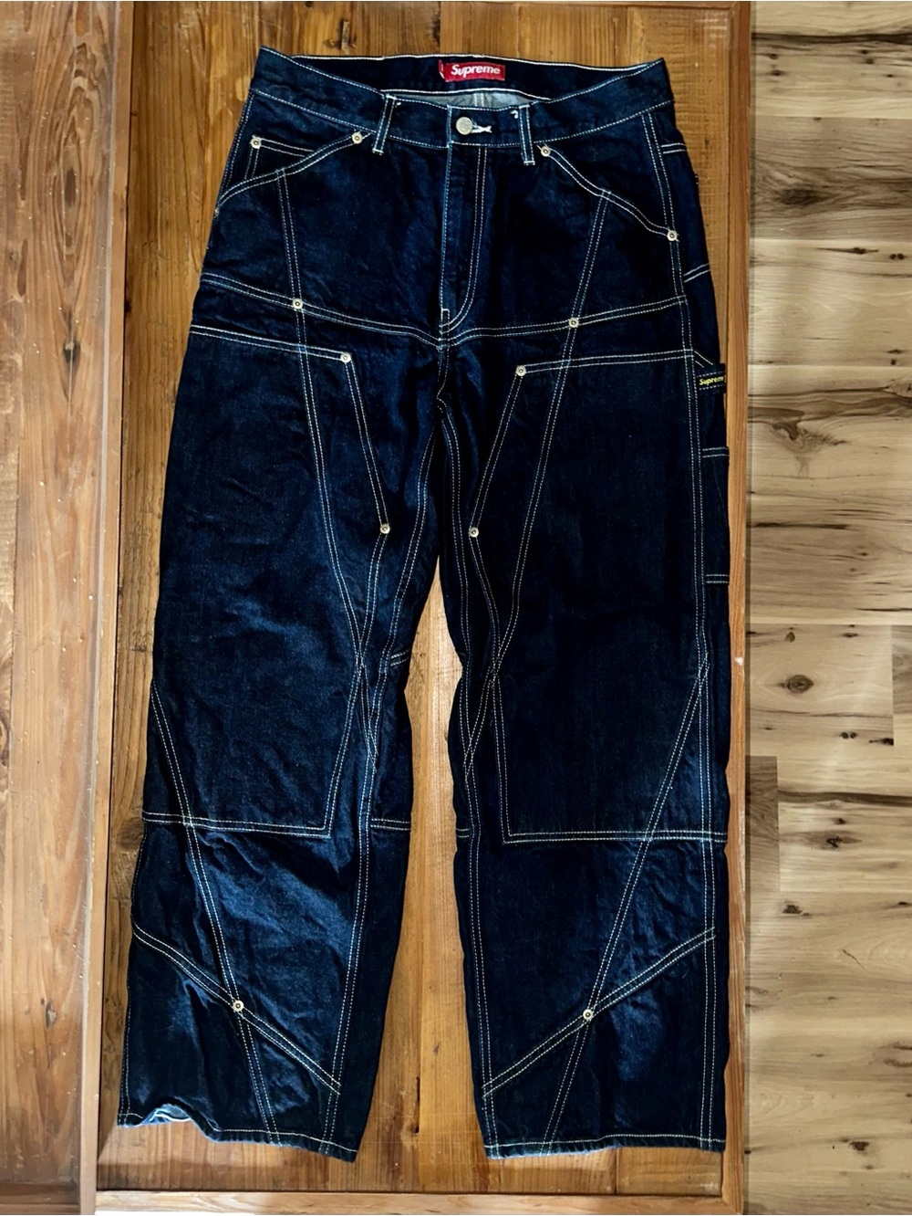 Supreme- Contrast Stitch Double Knee Painter Jeans (Rigid Indigo) (SS26)